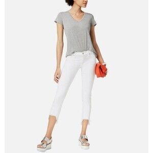 Hudson Tally Midrise Cropped Skinny Jeans White Distressed Retail $185 NWOT 28